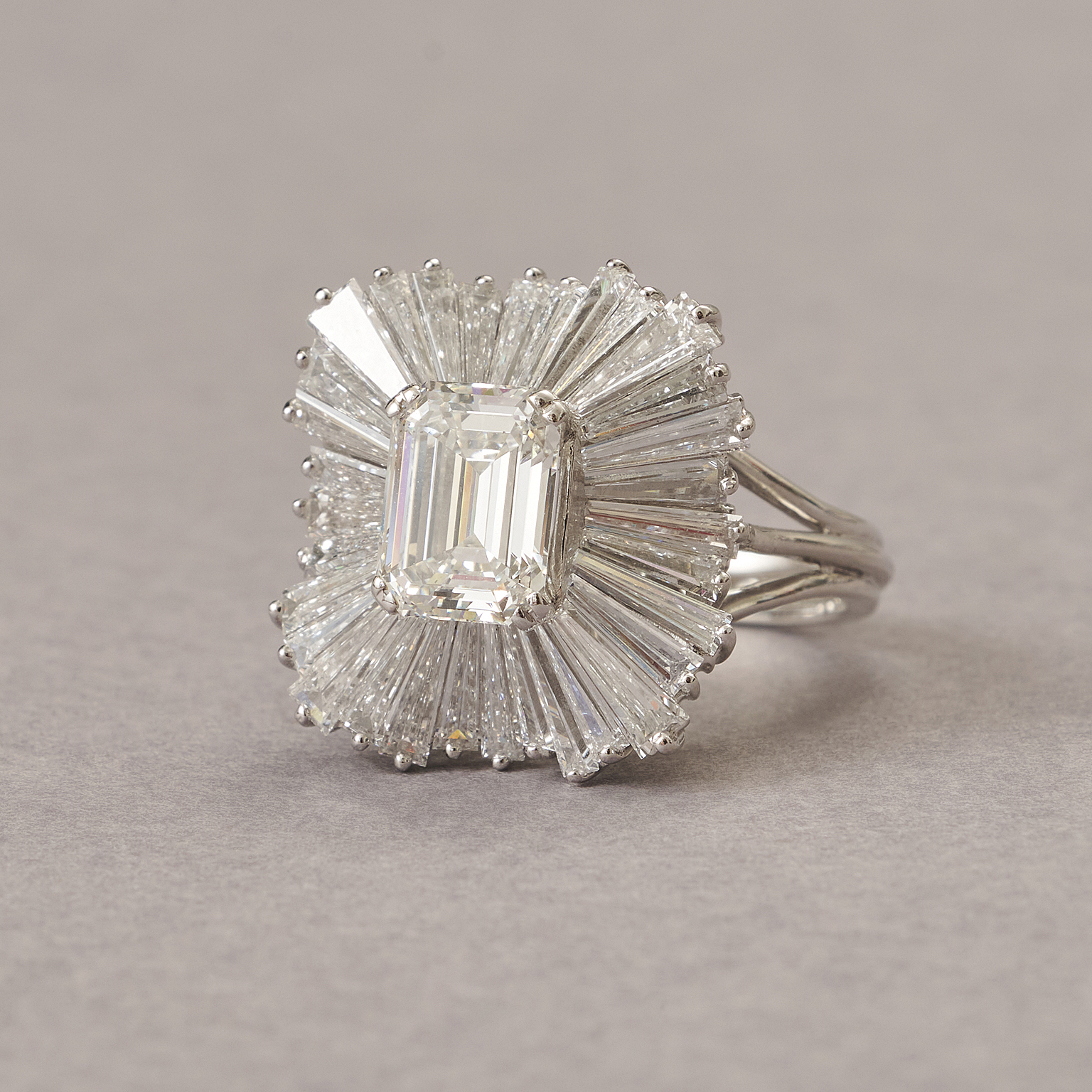 A Platinum and Diamond Ballerina Ring