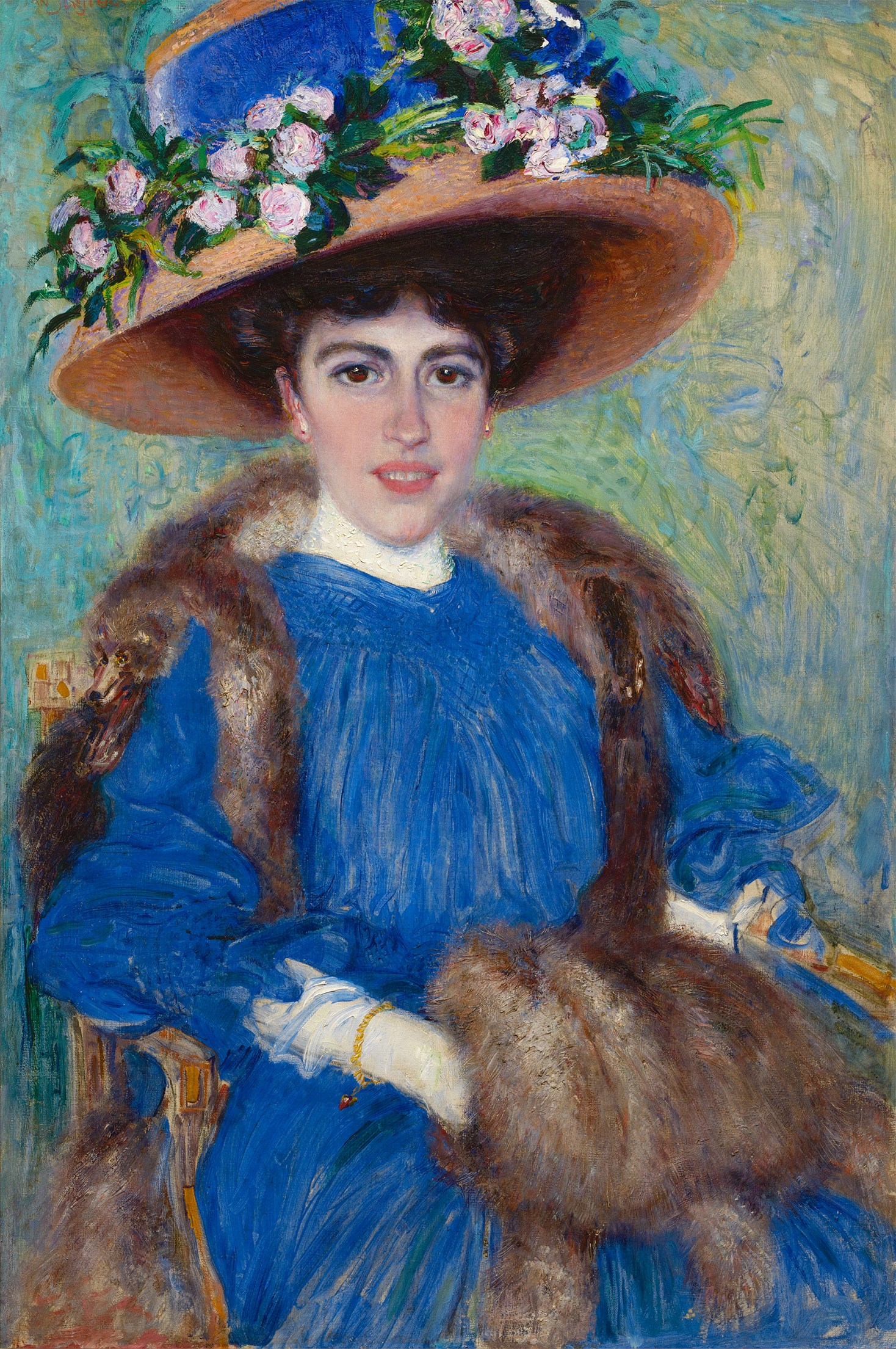 Portret van een dame met hoed