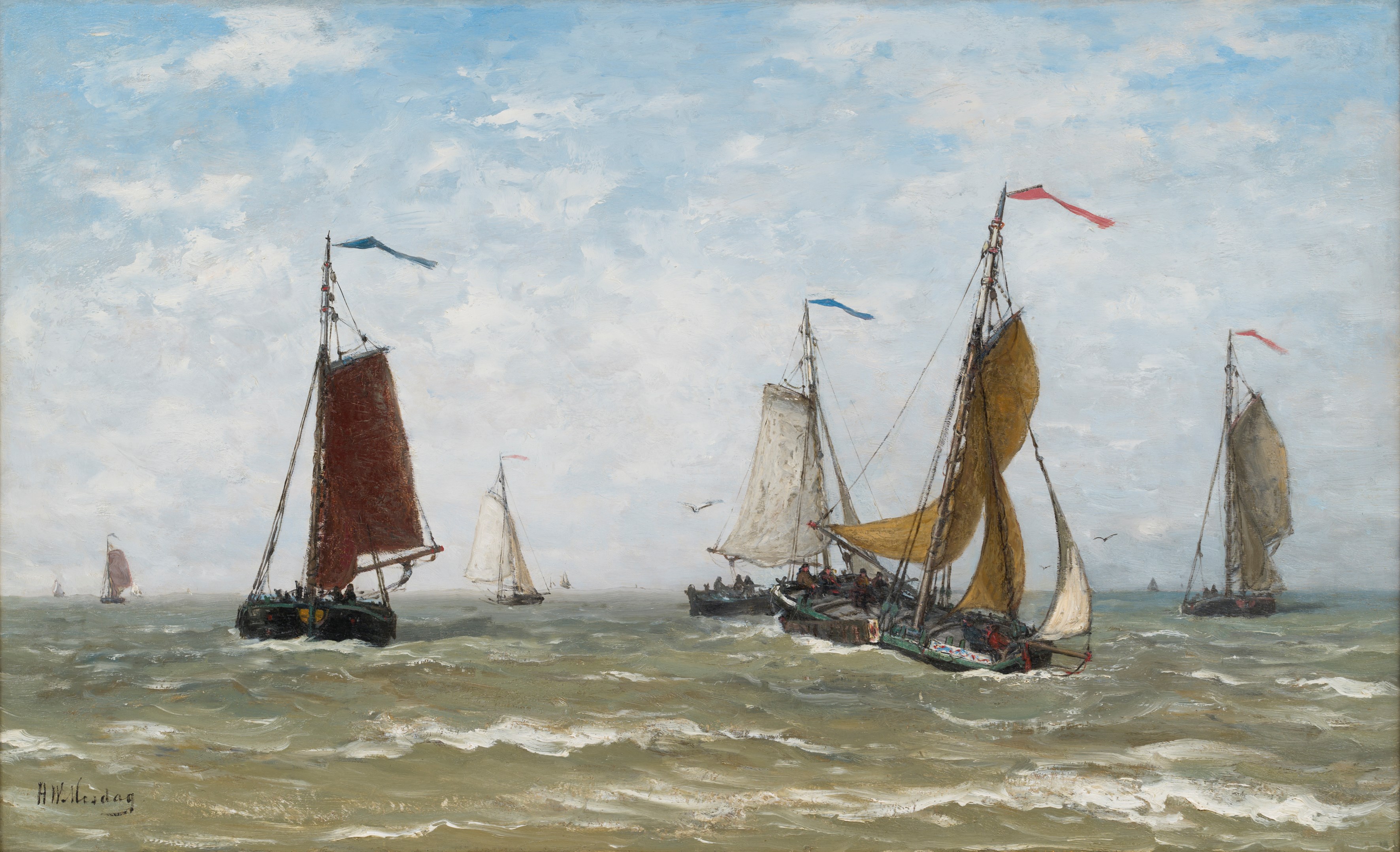 Barques au large/Bomschuiten in volle zee