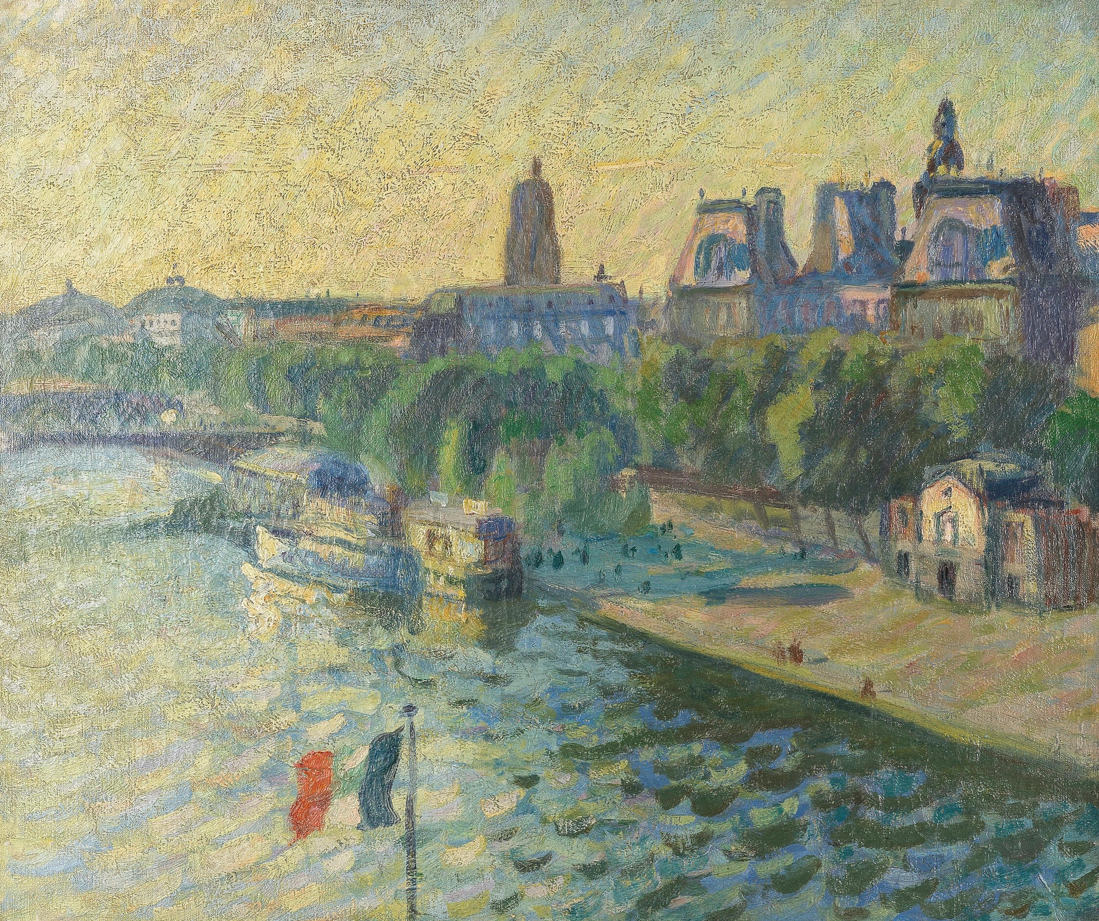 Vue des quais de Paris devant l'Hôtel de Ville