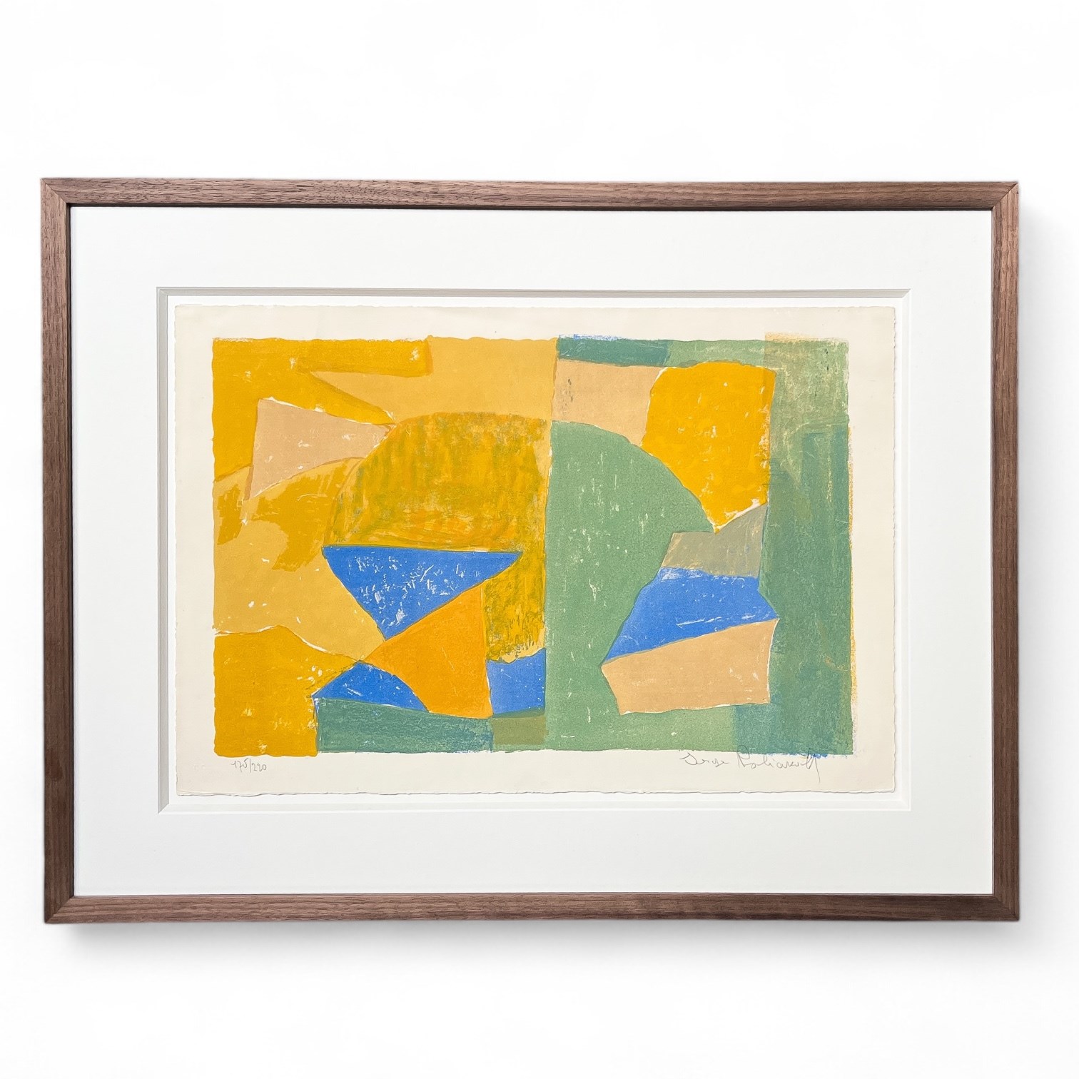 Composition jaune, verte, bleue et rouge