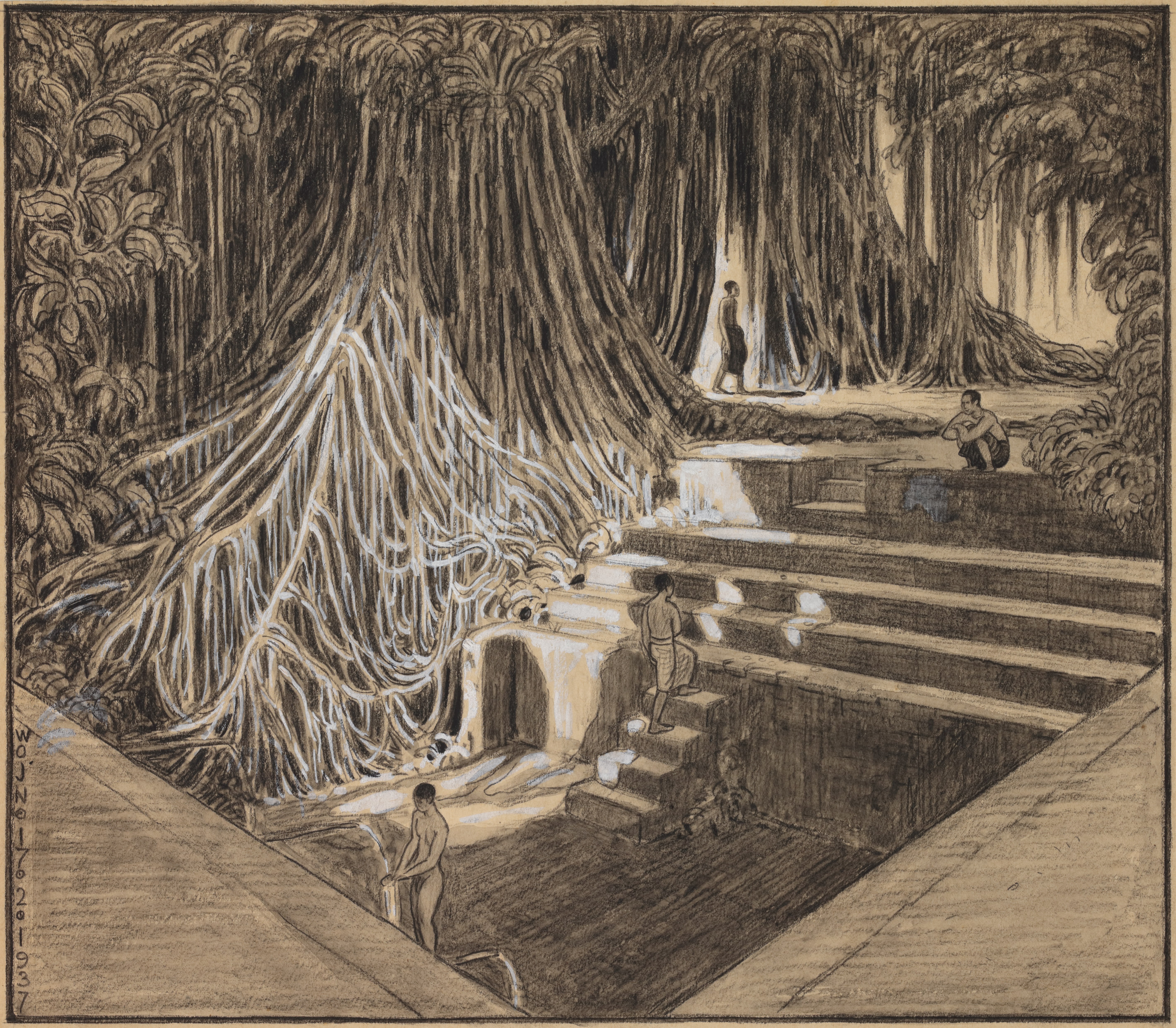 Bathing place in the Monkey Forest near Padang Tegal, Ubud, 17 February 1937