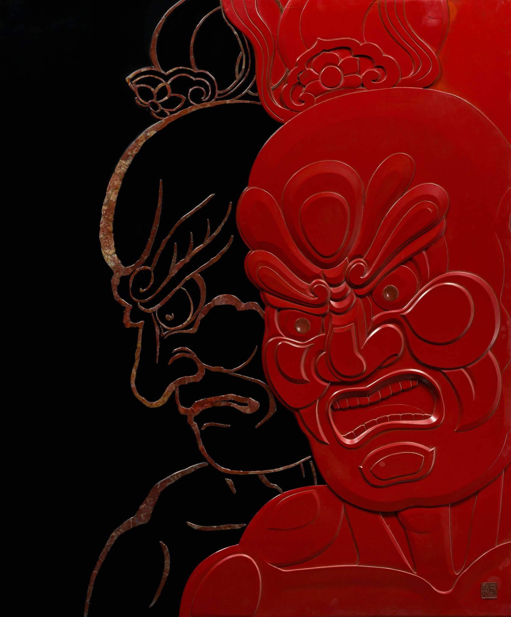 Large Lacquer Panel with Agyō and Ungyō