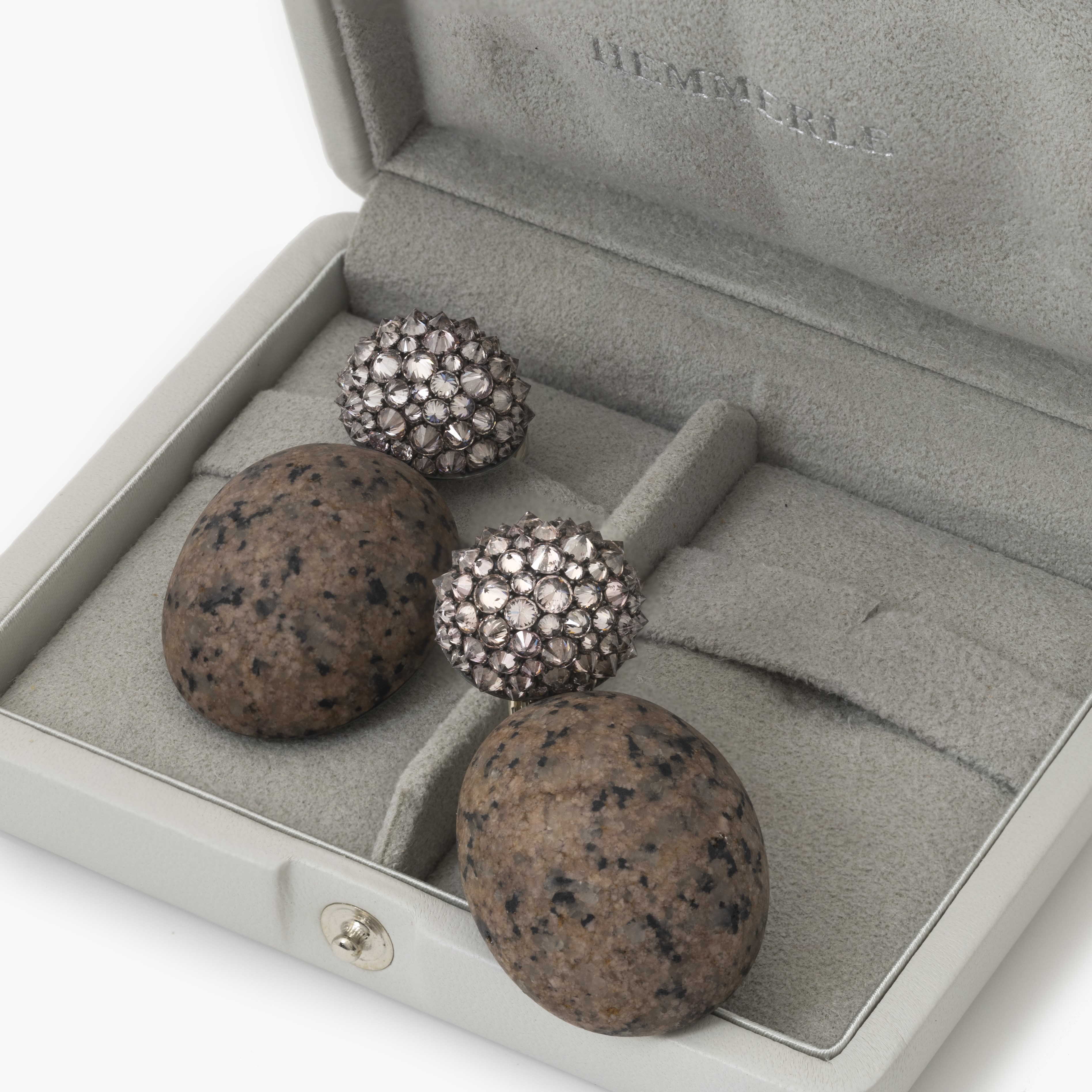 Pink diamond and granite earrings by Hemmerle