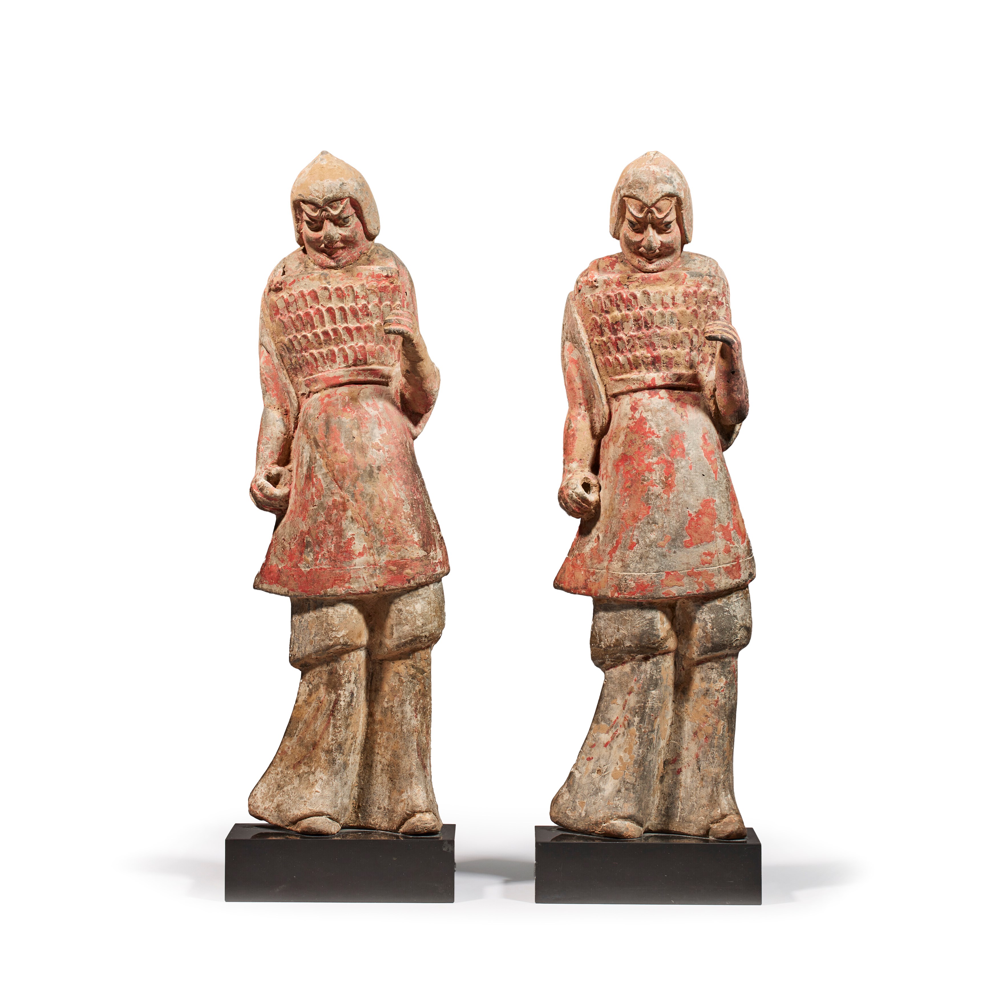 Painted pottery pair of soldiers
